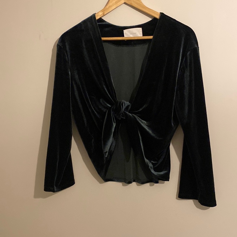 Oak + Fort Green Velour Wrap Top